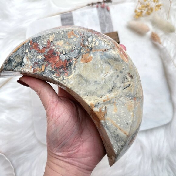 Gorgeous Maligano Jasper Crescent Moon Bowl - Picture 5 of 8